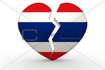 Broken white heart shape with Thailand flag