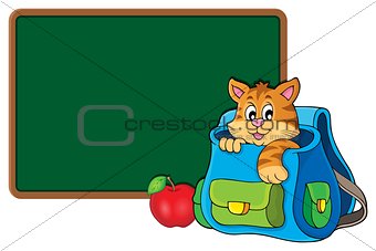 Cat in schoolbag theme image 2