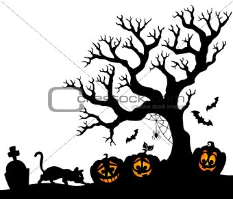 Halloween tree silhouette theme 1