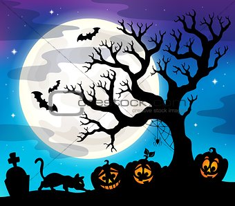 Halloween tree silhouette theme 4