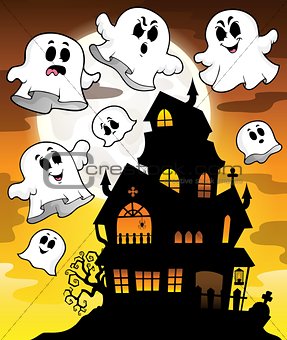 Haunted house silhouette theme image 2