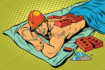 Spa Builder worker bricks