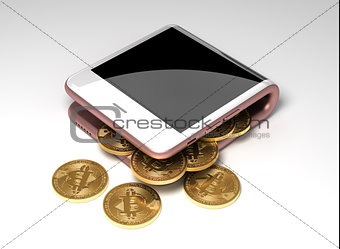 Concept Of Digital Wallet And Virtual Coins Bitcoins