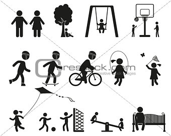 playground and children black simple icon set