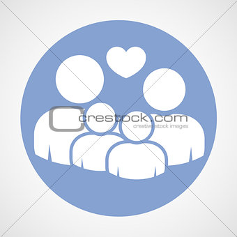 Family simple icon - father, mother and kids