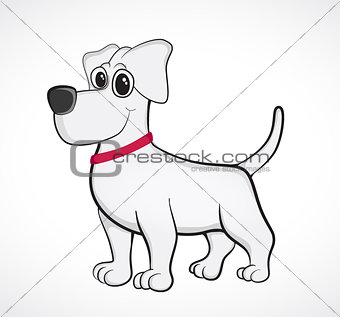 Outlined cute cartoon dog. Vector illustration.