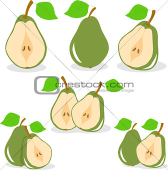 Pear, vector, green pears