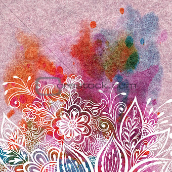 Floral Pattern on Watercolor Painting