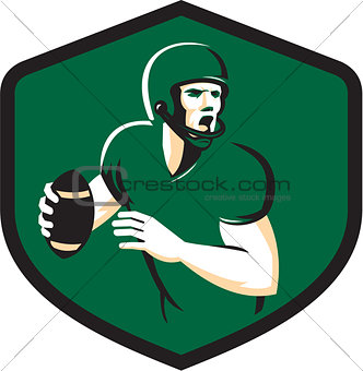 American Football Quarterback QB Shield Retro