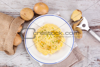 Mashed potatoes background.