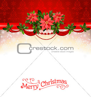 Holiday background with poinsettia
