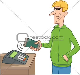 man paying with smart phone