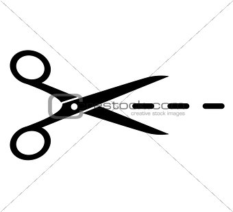 isolated scissors with dotted line