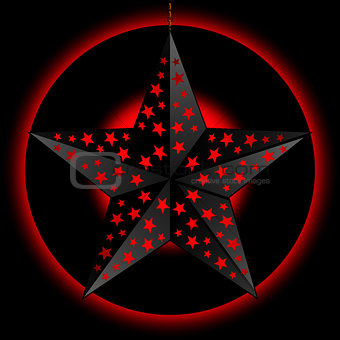 Black 3D star over red and black background