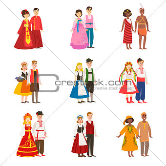 Couples Wearing National Costumes Set
