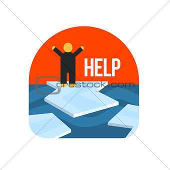 Man On Ice Floe Crying For Help