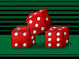 Play dice on green background