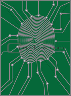 Thumbprint with Circuit Board Illustration
