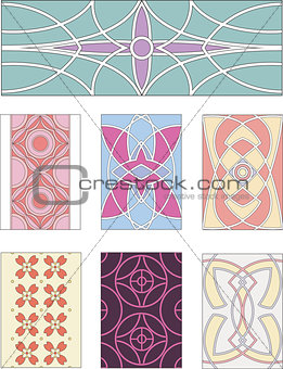 Set of ornamental patterns in mannerism style