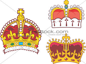 Set of heraldic royal and prince crowns