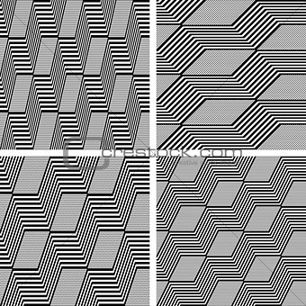 Zigzag patterns. Seamless textures set. 
