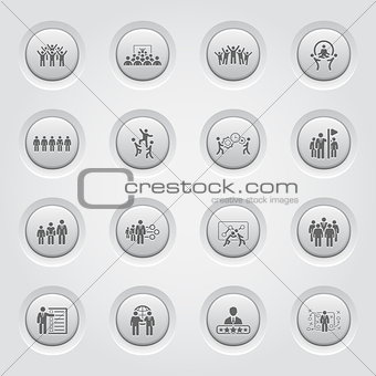 Button Design Business Team Icons Set.