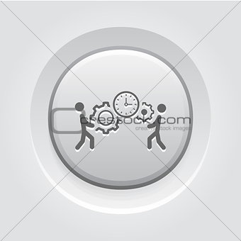 Project Management Icon. Grey Button Design.