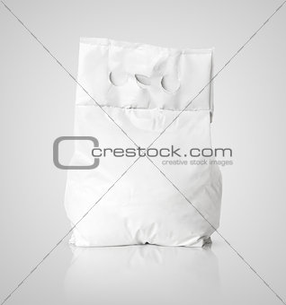 White blank washing powder bag package on gray