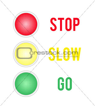 Traffic lights sign isolated on white background.