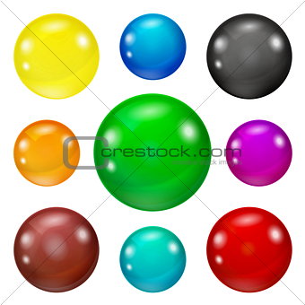 Set of colored glossy and shiny balls