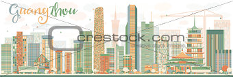Abstract Guangzhou Skyline with Color Buildings. 