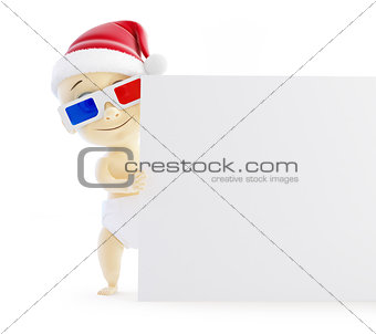 baby santa hat blank 3d glasses on a white background