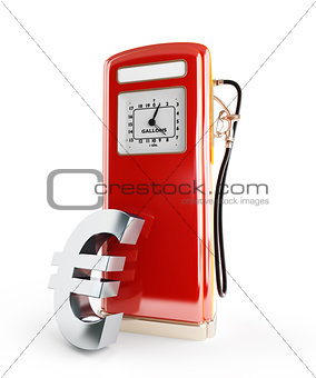 fuel price in euro 3d Illustrations on a white background