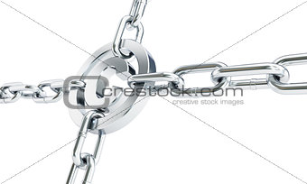chain links metal copyright sign 3d Illustrations on a white background