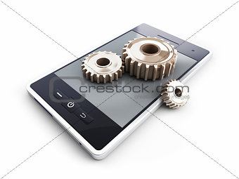 mobile phone gear construction on a white background