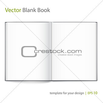 Blank of open book with cover on white background. Template