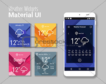 Weather widgets UI and UX material Kit