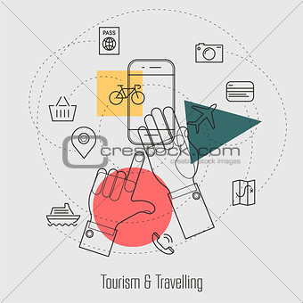Tourism and Travelling Line Concept