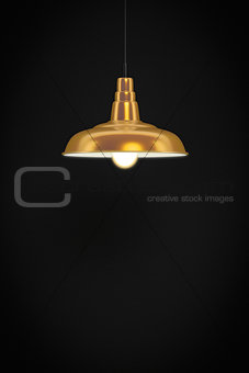 golden lamp in front of a dark wall