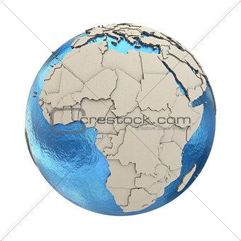 Africa on model of planet Earth