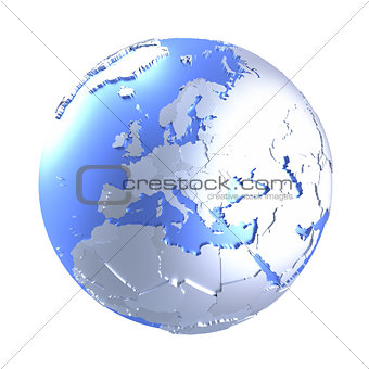 Europe on bright metallic Earth