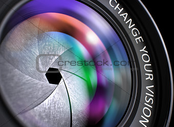 Change Your Vision on Photographic Lens. Closeup.