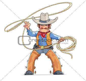 Cowboy with lasso. American Western character.