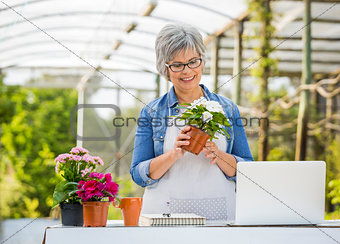 Working in a green house