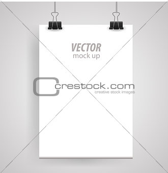 Poster clothespins on a white sheet for your design