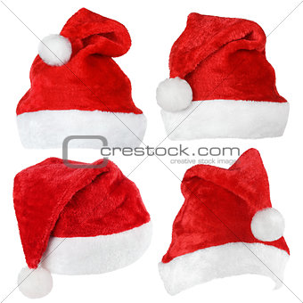 Set of Santa Claus red hats
