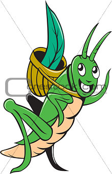 Grasshopper Carrying Basket Grass Cartoon
