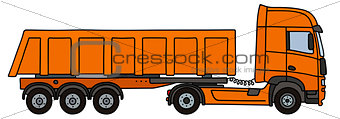 Orange dumper semitrailer