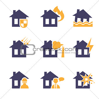 Home and House Insurance Risk Icons