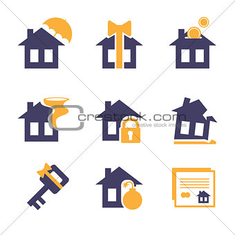 Home and House Insurance Risk Icons